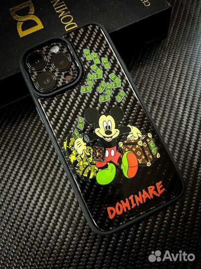 Карбоновый чехол iPhone 15 pro max Mickey mouse