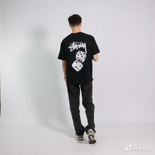 Футболка stussy черная кубики