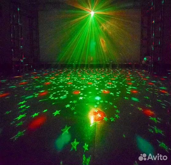 Диско шар RGB + лазер (зелёный, красный)