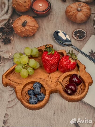 Детская посуда тарелка деверянная менажница