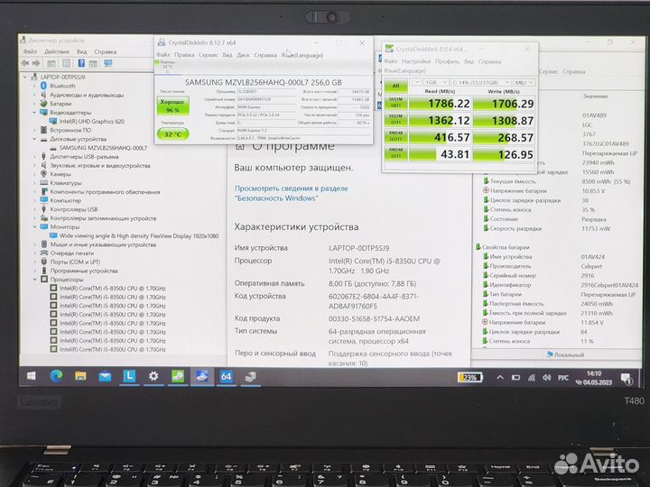 Сенсорный Мощный 4-ядра i5/8/ssd256 ThinkPad T480