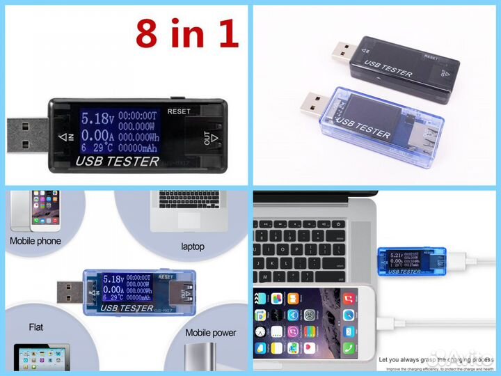Тестер USB Type-C разные, вольт, ампер, ёмкость