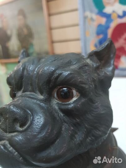 Шпиатр старая чернильница голова собаки