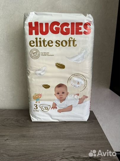 Подгузники Huggies Elite Soft 3, 5-9 кг, 72 шт