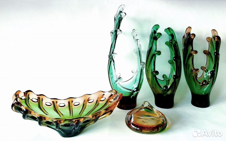 Вазы серии Брызги стекло Чехословакия 1970-80