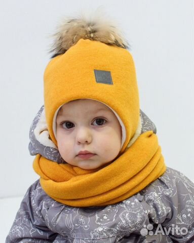 Шапка и снуд детская вязаная шерстяная тёплая