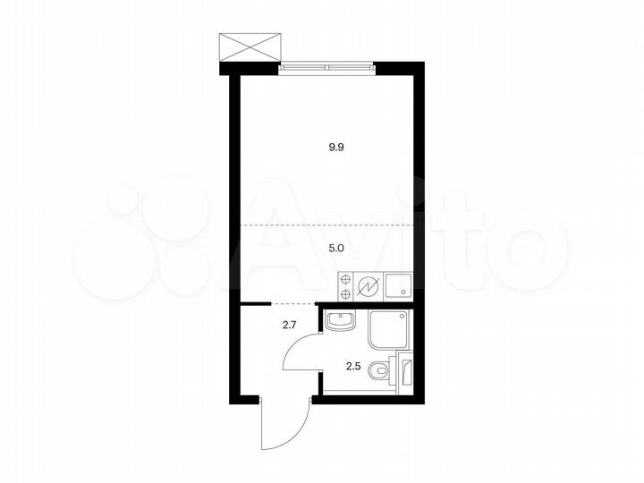 Квартира-студия, 20,1 м², 32/33 эт.