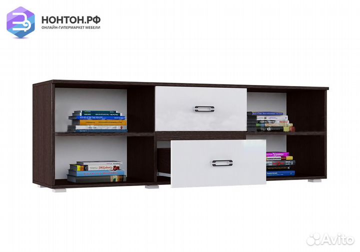Тв-тумба Ким белый глянец / венге