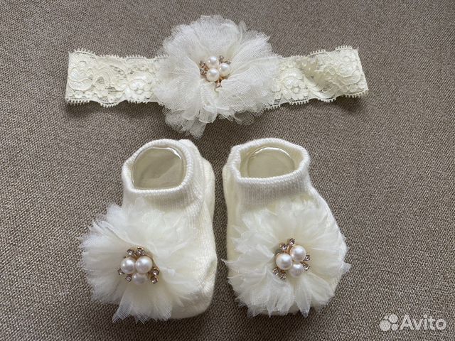 Набор пинетки и повязка для малышки