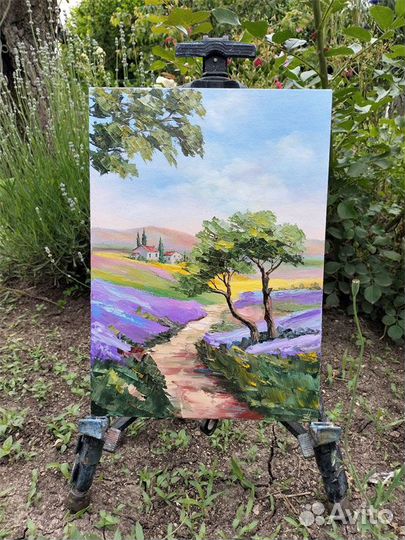 Картина маслом Лаванда, Тоскана, 25 на 35 см