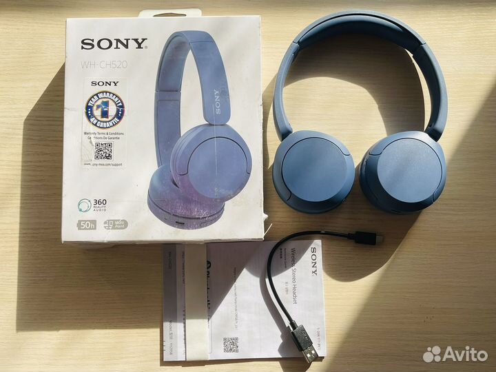 Беспроводные наушники sony WH-CH520 Blue