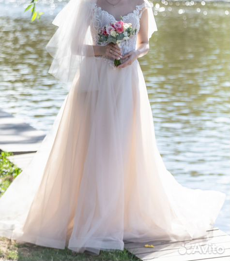 Cвадебное платье, 44-46, длинное