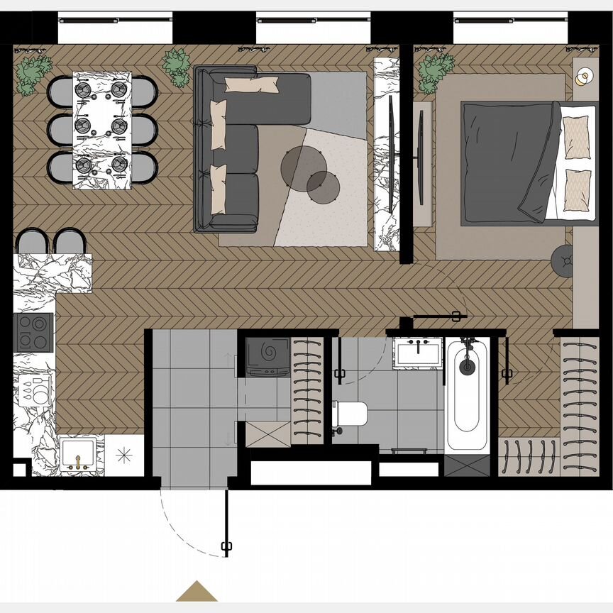 1-к. апартаменты, 55,8 м², 21/23 эт.