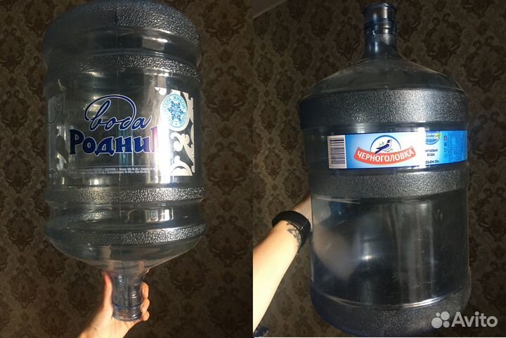 Бутылки для воды 19 литров Родник и Черноголовка