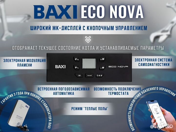 Котел газовый настенный Baxi ECO Nova 18F (Новый)