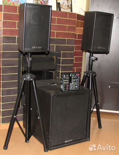 Колонки Саб 1400W Микшер Стойки Активный комплект
