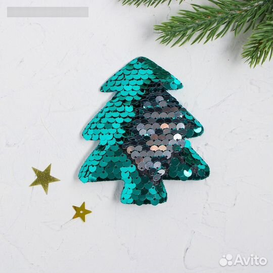 Магнит ёлка зеленая с пайетками 15 шт