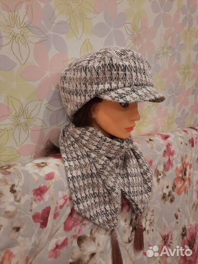 Кепка с шарфом