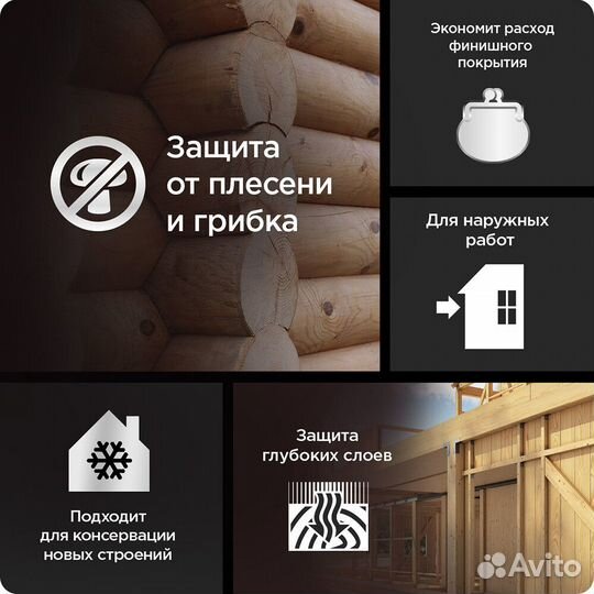 Антисептик Pinotex Base грунтовочный для дерева бесцветный 9 л