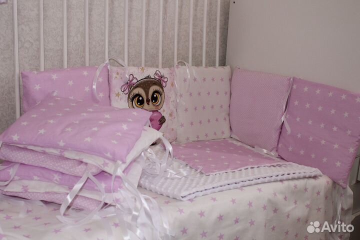 Новый комплект (бортики, плед, простынка)