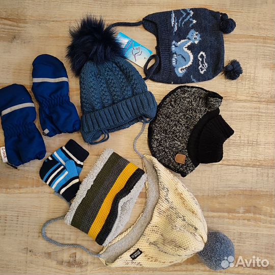 Шапка снуд краги варежки как новые 1 - 2 года