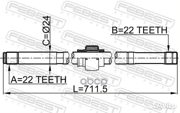 Полуось правая 22X712X22 0212B10mtrh Febest