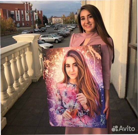 Портрет на холсте по фото (разные размеры)