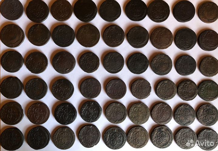 Медные пятаки Екатерины 2 полный набор по датам