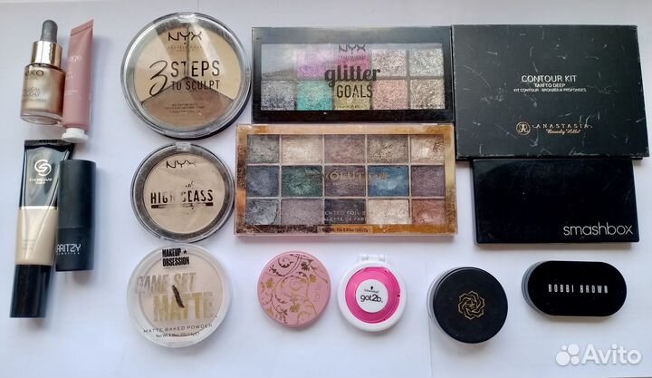 Палетка теней, бронзер, пудра, nyx, bobbi brown