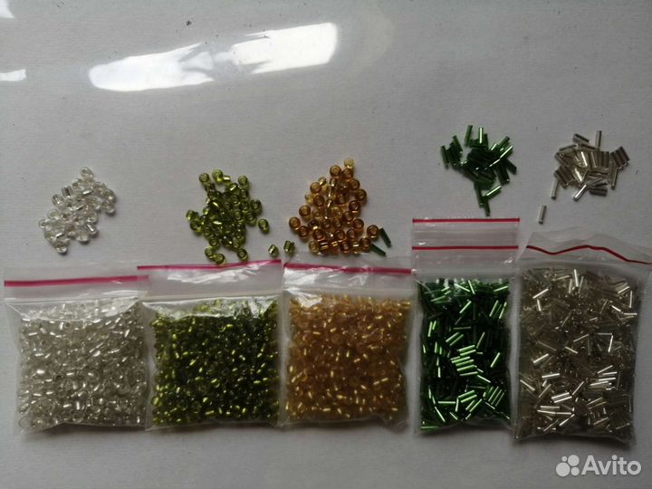 Бисер0.6 и стеклярус 5пак 100гр. Цена за всё