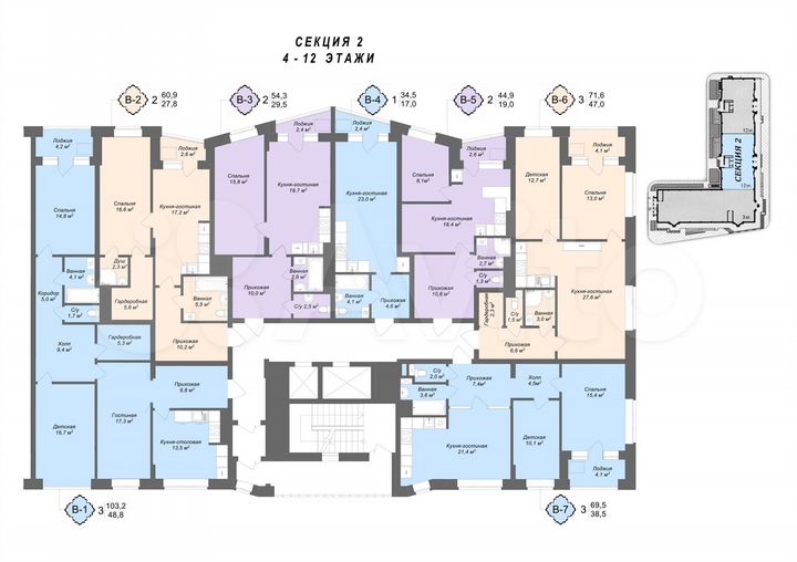 3-к. квартира, 72,3 м², 7/12 эт.
