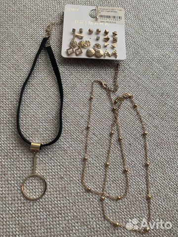 Набор украшений бижутерия под золото серьги чокер