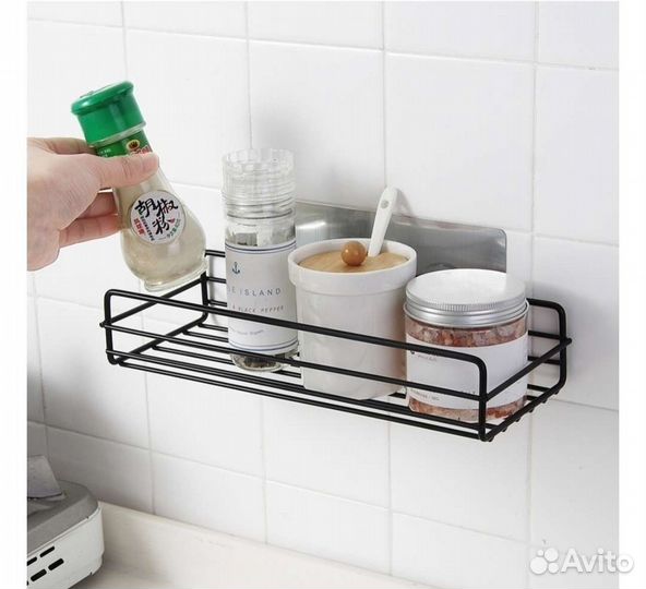 Полка для ванной черная