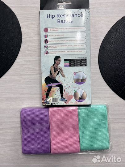 Тканевые резинки для фитнеса, набор 3шт новые