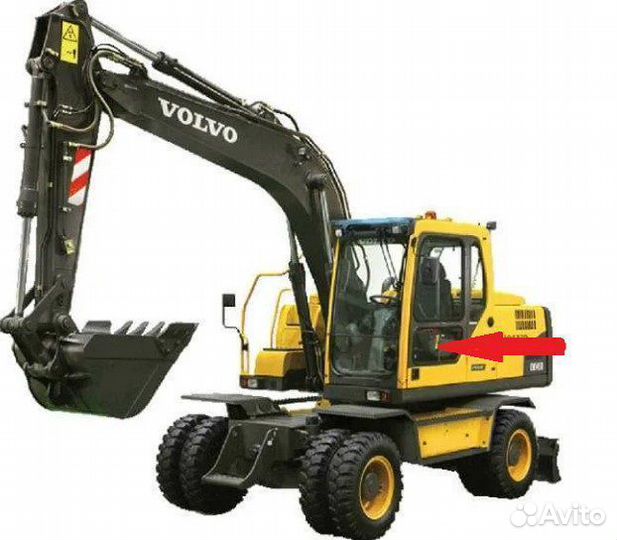 Стекло двери нижнее на экскаватор Volvo EW