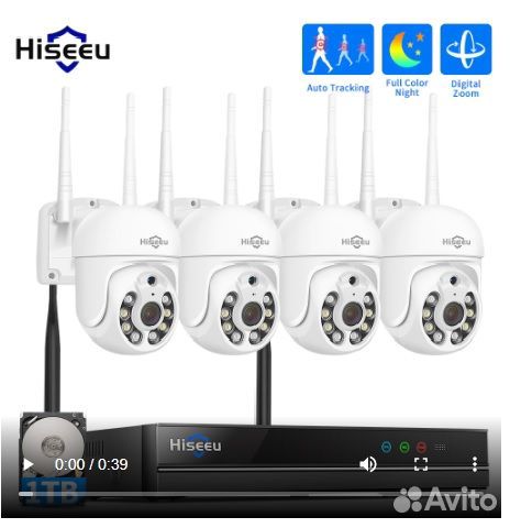 Система WiFi PTZ видеонаблюдения Hiseeu 8CH 3MP/5M