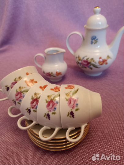 Сервиз кофейный мейсенский букет Чехия