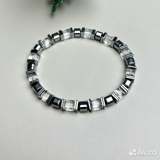 Браслет мужской из горного хрусталя