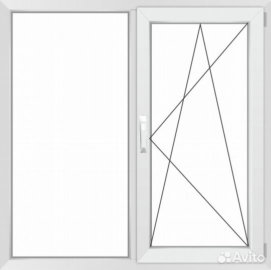 Двустворчатое окно Rehau Blitz New правое