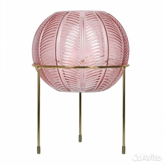 Ваза для декора круглая, стеклянная, розовая