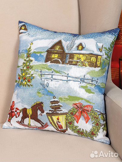 Декоративная подушка без молнии Сочельник 40х40 с