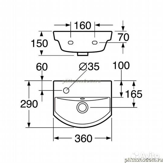 Gustavsberg Logic 53939L01 Раковина для установки на болтах Без смесителя с отверстием слева 36х29