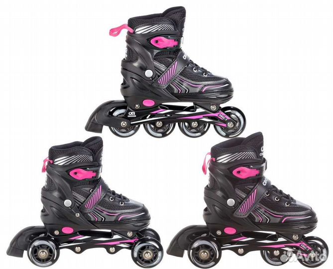 Ролики 3в1 Croxer Optima Black/Pink 35-38