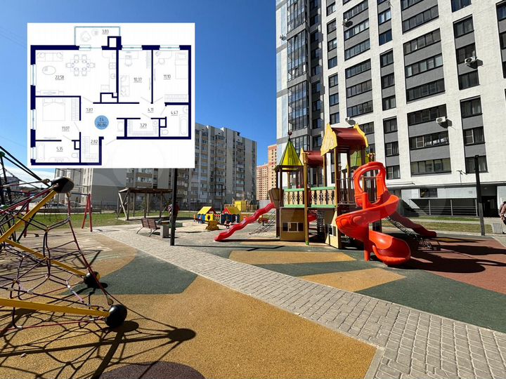 3-к. квартира, 86,9 м², 11/18 эт.