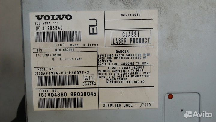 Проигрыватель CD/DVD Volvo V50, 2009