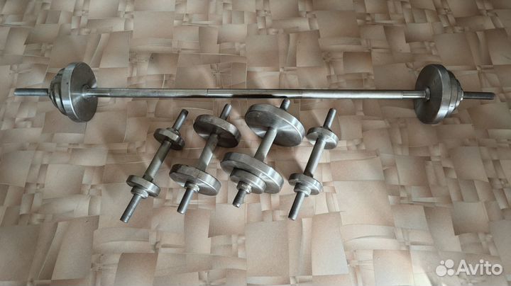 Разборные гантели, штанга, блины