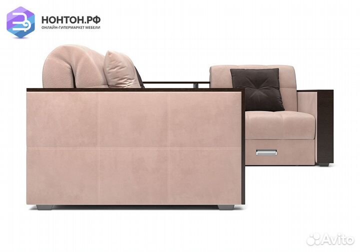 Угловой диван аккордеон Прага микровелюр бежевый