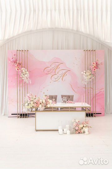Оформление свадьбы/ зала/ президиум/ фотозона