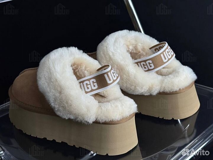 Тапочки Угги Ugg Funkette Suede Platform Chestnut