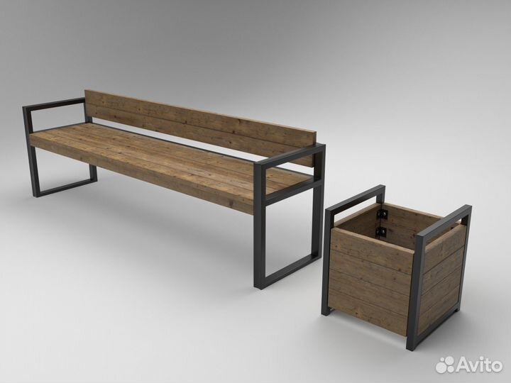 Скамья в стиле лофт